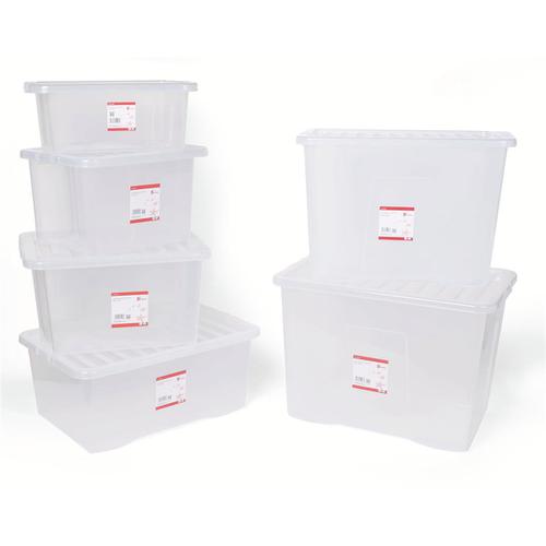 5 Star Office Storage Box Plastic with Lid Stackable 38 Litre Clear The OT Group