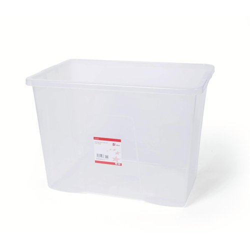 5 Star Office Storage Box Plastic with Lid Stackable 64 Litre Clear