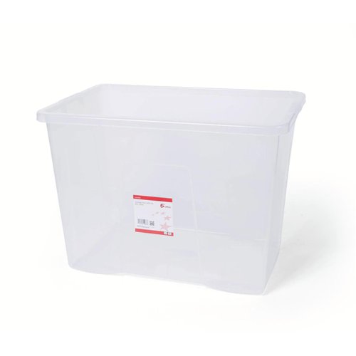 5 Star Office Storage Box Plastic with Lid Stackable 96 Litre Clear