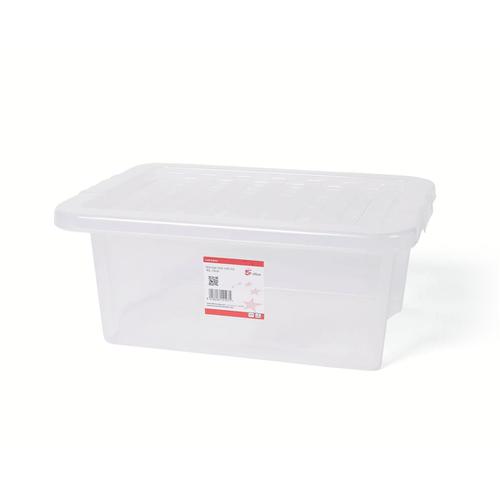 5 Star Office Storage Box Plastic with Lid Stackable 15 Litre Clear