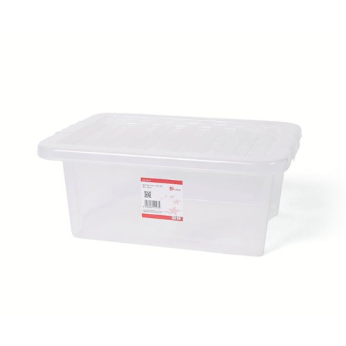 5 Star Office Storage Box Plastic with Lid Stackable 15 Litre Clear