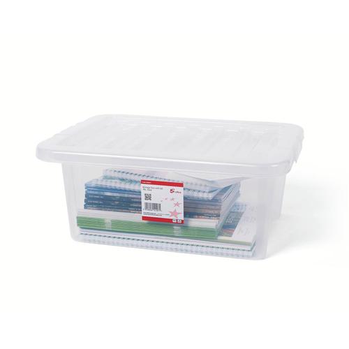 5 Star Office Storage Box Plastic with Lid Stackable 15 Litre Clear The OT Group