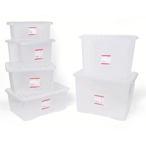 5 Star Office Storage Box Plastic with Lid Stackable 15 Litre Clear
