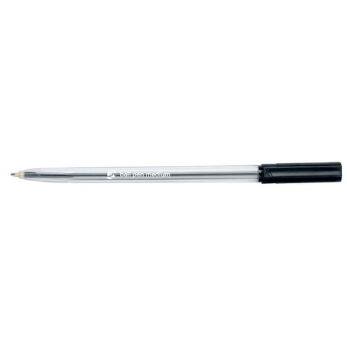 5 Star Office Ball Pen Clear Barrel Medium 1.0mm Tip 0.7mm Line Black [Pack 20]