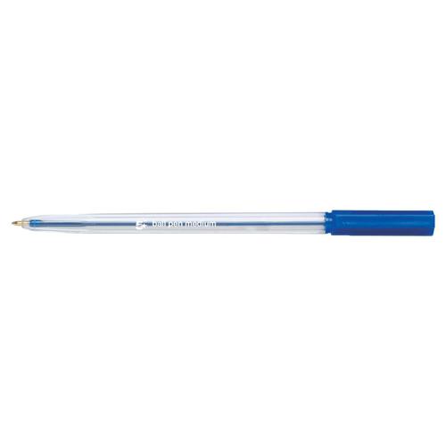 5 Star Office Ball Pen Clear Barrel Medium 1.0mm Tip 0.7mm Line Blue [Pack 20]