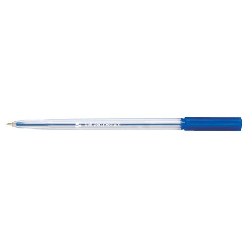 5 Star Office Ball Pen Clear Barrel Medium 1.0mm Tip 0.7mm Line Blue [Pack 20]