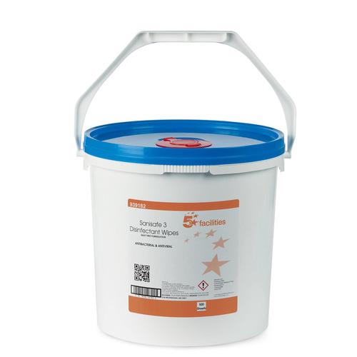 5 Star Facilities Disinfectant Wipes Anti-bacterial PHMB-free BPR Low-residue 200x230mm [500 Wipes]