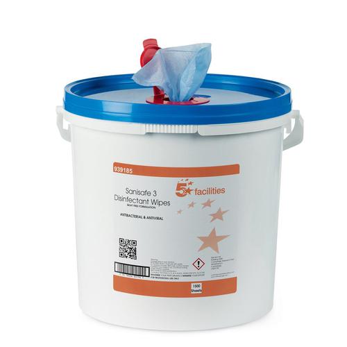 5 Star Facilities Disinfectant Wipes Anti-bacterial PHMB-free BPR Low-residue 190x200mm [1500 Wipes] The OT Group