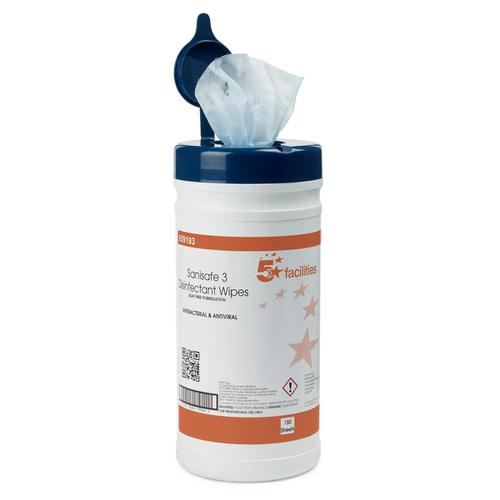 5 Star Facilities Disinfectant Wipes Anti-bacterial PHMB-free BPR Low-residue 200x230mm [150 Wipes] 939193 Buy online at Office 5Star or contact us Tel 01594 810081 for assistance