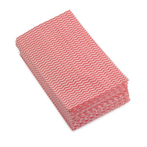 5 Star Facilities Wave Line Mid-weight Cleaning Cloth 40gsm W500xL300mm Red [Pack 50] The OT Group