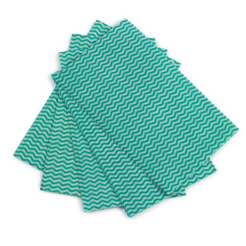 5 Star Facilities Wave Line Mid-weight Cleaning Cloth 40gsm W500xL300mm Green [Pack 50] The OT Group