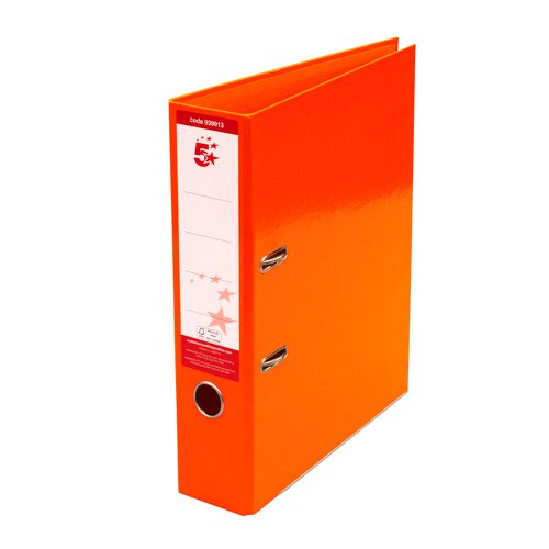 5 Star Office Lever Arch File A4 Orange [Pack 10]