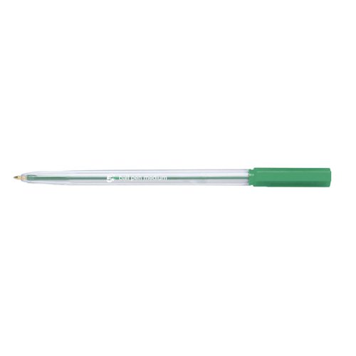 5 Star Office Ball Pen Clear Barrel Medium 1.0mm Tip 0.7mm Line Green [Pack 20]