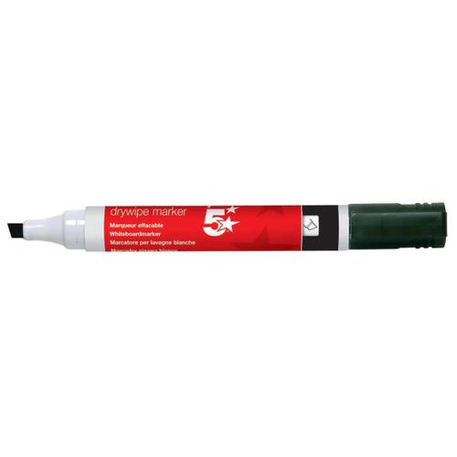 5 Star Office Drywipe Marker Xylene/Toluene-free Chisel Tip 2-5mm Line Black [Pack 12]