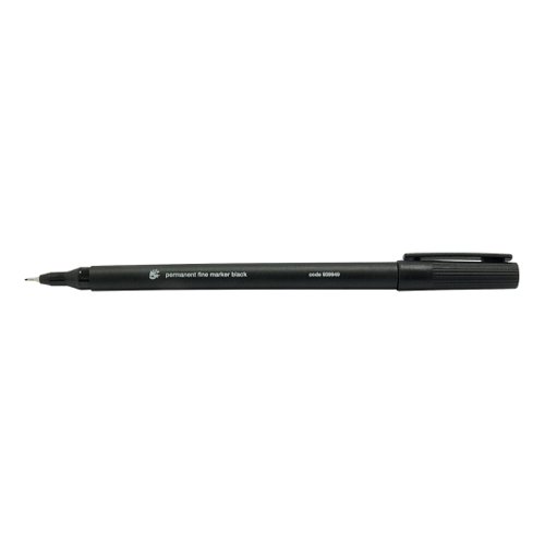 5 Star Office Permanent Marker Fine Tip 0.5mm Line Black [Pack 10]