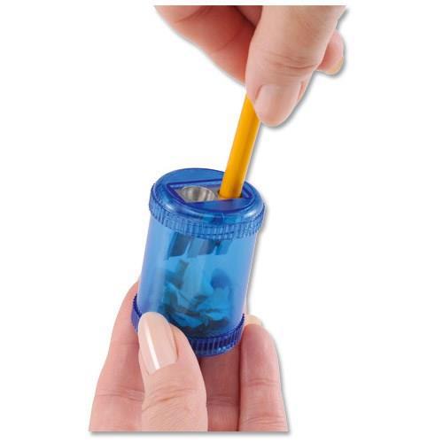 5 Star Office Pencil Sharpener Plastic Canister Two Hole Max. Diameter 8/11mm Blue [Pack 10]  939972