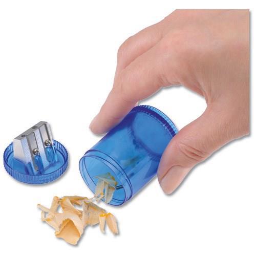 5 Star Office Pencil Sharpener Plastic Canister Two Hole Max. Diameter 8/11mm Blue [Pack 10]  939972