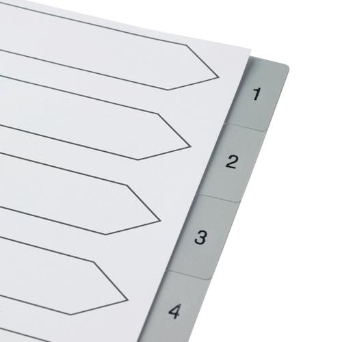 5 Star Elite Index 1-10 Polypropylene Multipunched Reinforced Holes Grey Tabs 120 Micron A4 White  940244