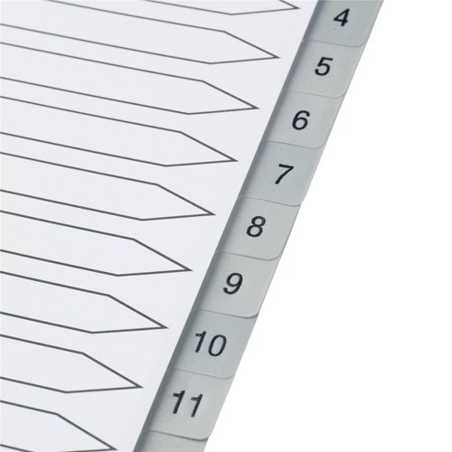 5 Star Elite Index 1-20 Polypropylene Multipunched Grey Tabs A4 White