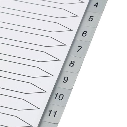 5 Star Elite Index 1-20 Polypropylene Multipunched Reinforced Holes Grey Tabs 120 Micron A4 White