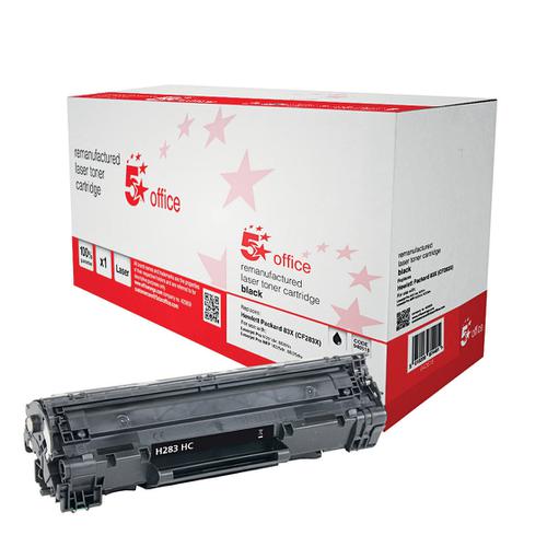 5 Star Office Remanufactured Laser Toner Cart HY Page Life 2200pp Black [HP 83X CF283X HY Alternative] Spicers