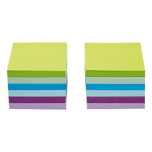 5 Star Office Re-Move Sticky Notes 76x76mm 6 Neon/Pastel Colours 100 Sheets per Pad [Pack of 12]