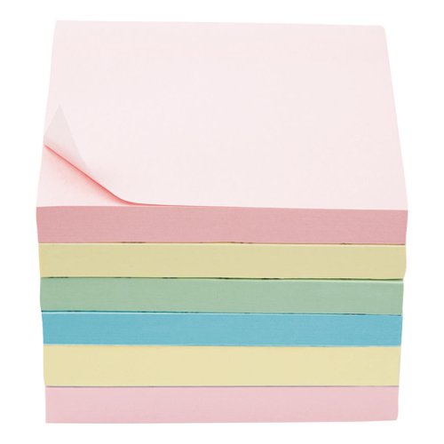 5 Star Office Extra Sticky Re-Move Notes Pad of 90 Sheets 76x76mm 4 Assorted Pastel Colours [Pack 6]