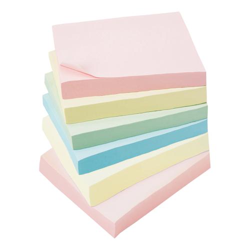 5 Star Office Extra Sticky Re-Move Notes Pad of 90 Sheets 76x76mm 4 Assorted Pastel Colours [Pack 6]