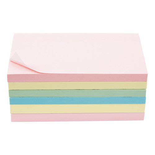 5 Star Office Extra Sticky Re-Move Notes Pad of 90 Sheets 76x127mm 4 Assorted Pastel Colours [Pack 6]