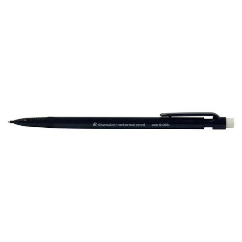 5 Star Office Mechanical Pencil Retractable Disposable with 0.7mm Lead Black Barrel [Pack 10]