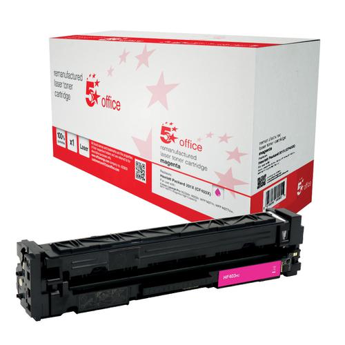 5 Star Office Remanufactured Laser TonerCartridge HY Page Life 2300ppMagenta [HP 201X CF403X Alternative] 940762 Buy online at Office 5Star or contact us Tel 01594 810081 for assistance