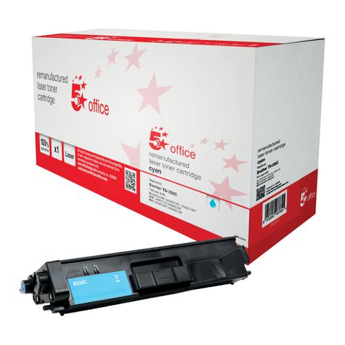 5 Star Office Remanufactured Laser Toner Cartridge HY Page Life 3500pp Cyan [Brother TN326C Alternative] Spicers