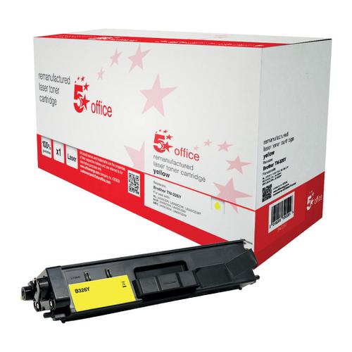 5 Star Office Reman Laser Toner Cartridge HY Page Life 3500pp Yellow [Brother TN326Y Alternative] Spicers