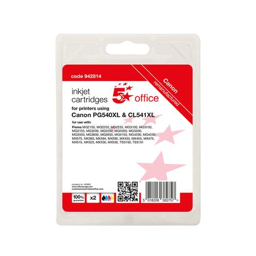 5 Star Office Reman Inkjet Cartridge Page Life Blk/Tri-Colour 180pp [Canon 5225B006 Alternative] [Pack 2] Spicers