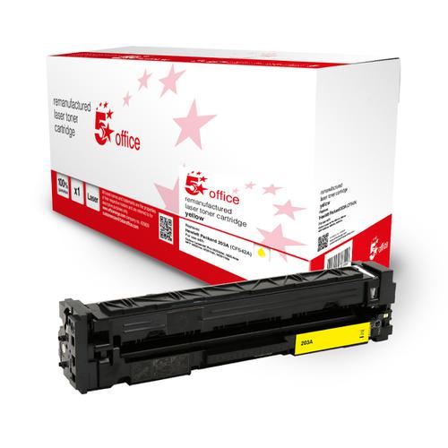 5 Star Office Remanufactured Toner Cartridge Page Life Yellow 1300pp [HP 203A CF542A Alternative]