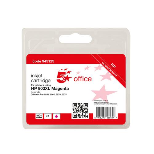 5 Star Office Remanufactured Inkjet Cartridge Page Life Magenta 825pp [HP No.903XL T6M07AE Alternative] Spicers