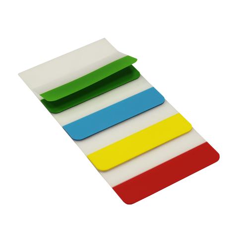 5 Star Filing Tabs 4 Neon Assorted Colours Red Yellow Blue & Green 38x51mm [Pack 5] The OT Group