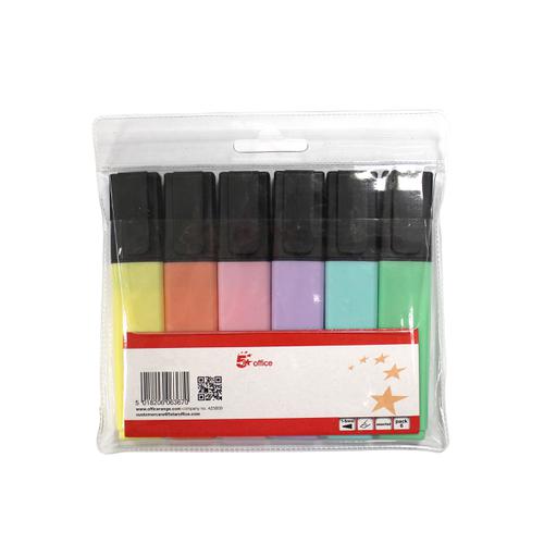 5 Star Office Pastel Highlighters Assorted [Pack 6]