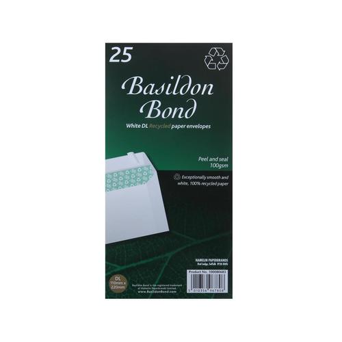 Basildon Bond Envelopes Recycled Wallet P&S Window 120gsm DL White Ref A80117 [Pack 500] 842117 Buy online at Office 5Star or contact us Tel 01594 810081 for assistance