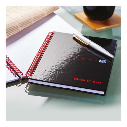 Black n Red Notebook Wirebound 90gsm Ruled 140pp A4 Glossy Black Ref 400115985 [Pack 5]
