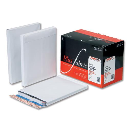 Plus Fabric Envelopes PEFC Wdw Peel & Seal Gusset 120gsm C4 324x229x25mm White Ref C27566 [Pack 100] Bong UK Ltd