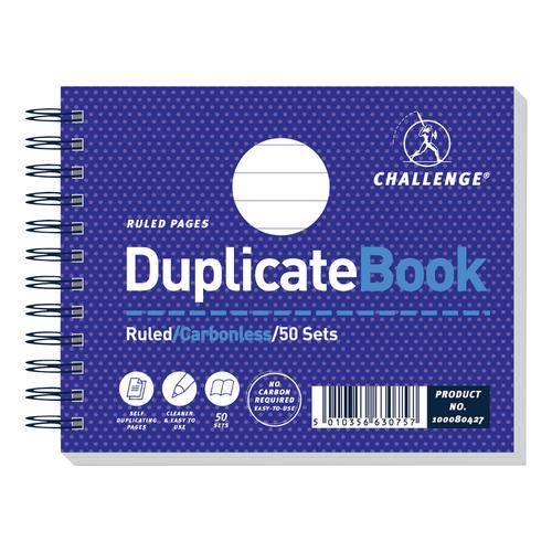 Challenge Duplicate Book Carbonless Wirebound Ruled 50 Sets 105x130mm Ref 100080427 [Pack 5] 4076789 Buy online at Office 5Star or contact us Tel 01594 810081 for assistance