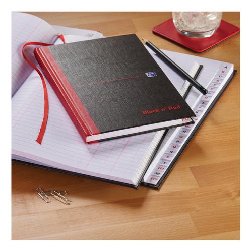 Black n Red Notebook Casebound 90gsm Ruled Indexed A-Z 192pp A4 Ref 100080432 [Pack 5] Hamelin
