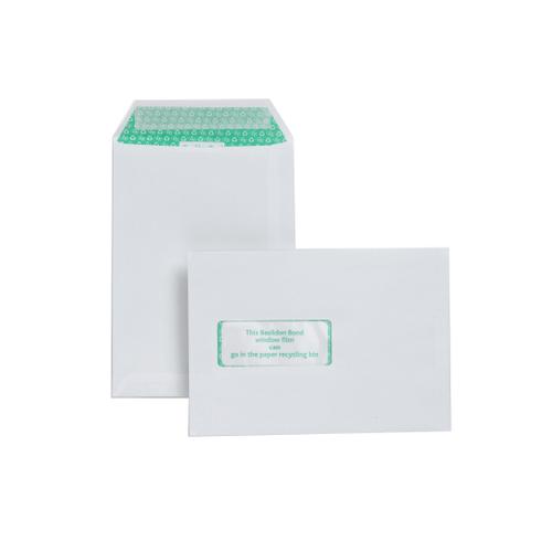 Basildon Bond Envelopes FSC Recycled Pocket P&S Window 120gsm C5 White Ref J80119 [Pack 500]