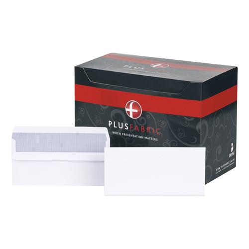 Plus Fabric Envelopes PEFC Wallet Self Seal 120gsm DL 220x110mm White Ref M23270 [Pack 250]