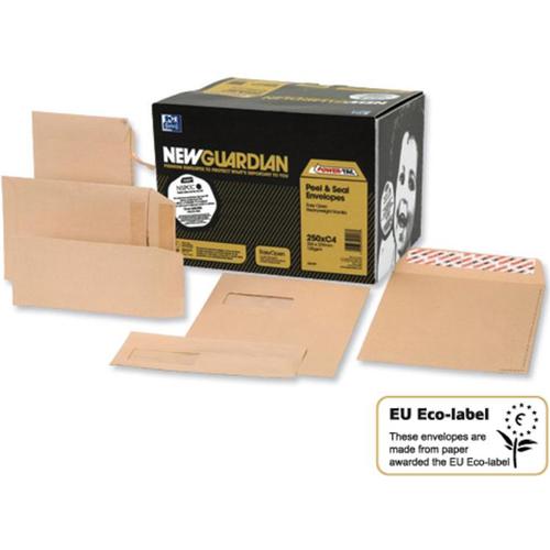 New Guardian Envelopes Pocket Self Seal Window 130gsm C4 324x229mm Manilla Ref M27503 [Pack 250] Bong UK Ltd