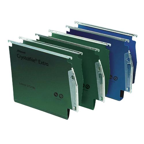 Rexel Crystalfile Extra Lateral File Polypropylene 15mm V-base A4 Green Ref 70637 [Pack 25]