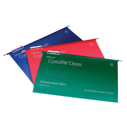 Rexel Crystalfile Classic Suspension File Manilla 15mm V-base 230gsm A4 Green Ref 78045 [Pack 50] 321514 Buy online at Office 5Star or contact us Tel 01594 810081 for assistance