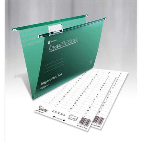 Rexel Crystalfile Classic Suspension File Manilla V-base Foolscap Green Ref 78046 [Pack 50] 321540 Buy online at Office 5Star or contact us Tel 01594 810081 for assistance
