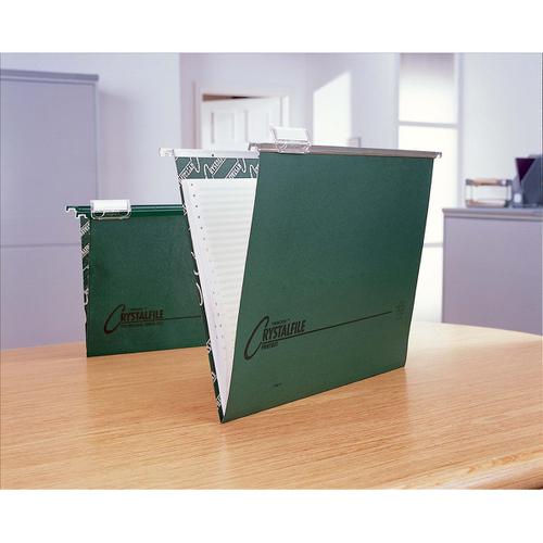 Rexel Crystalfile Classic Suspension File Manilla V-base Foolscap Green Ref 78046 [Pack 50] ACCO Brands